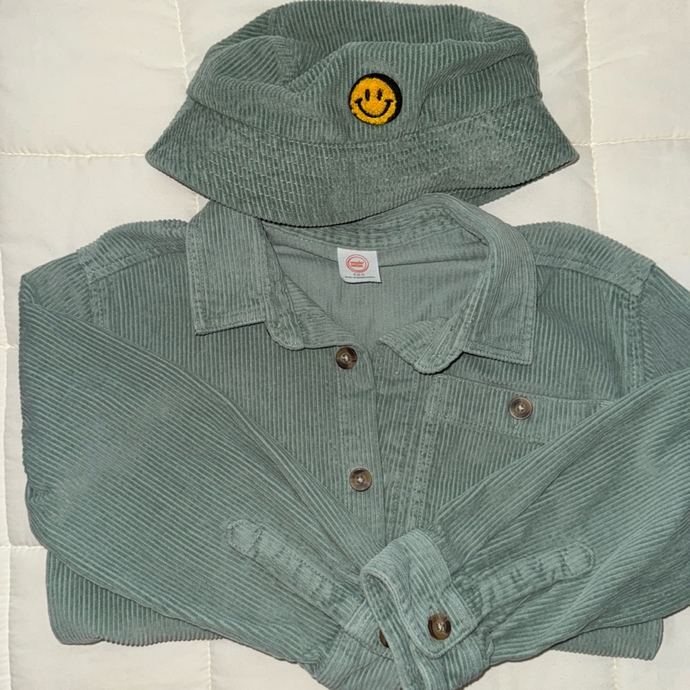 Wonder Nation (6-7 y/o) Corduroy Long Sleeved Button Up & Bucket Hat
